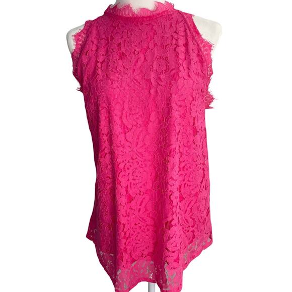 HALIFE Women's BarbieCore Sz XL Pink Lace Halter Neck Sleeveless Top - Picture 1 of 9